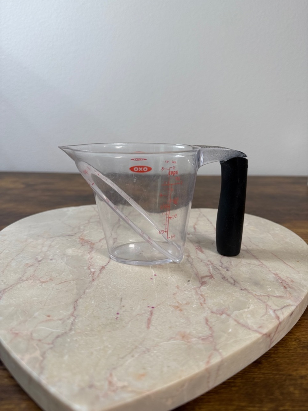 OXO Clear Measuring Cup with Black Soft-Grip Handle and Red Markings